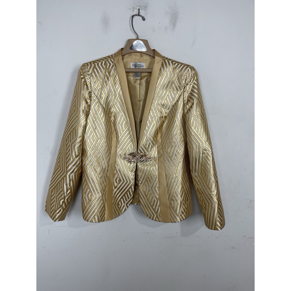 Tally Taylor Womens Blazer 14 Mother Grandmother Bride Wedding Church VTG Gold‎